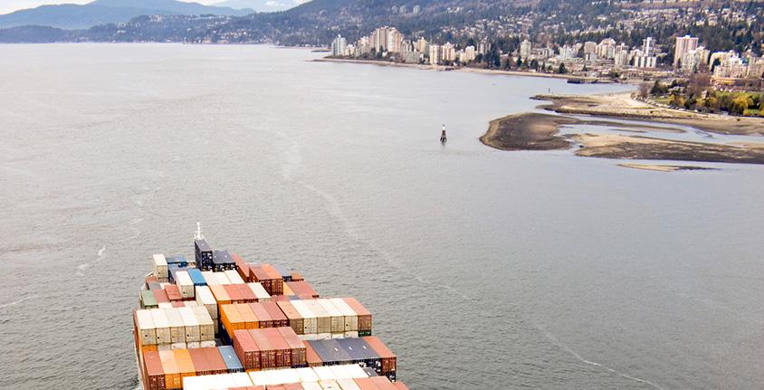 a cargo ship in Vancouver's harbour