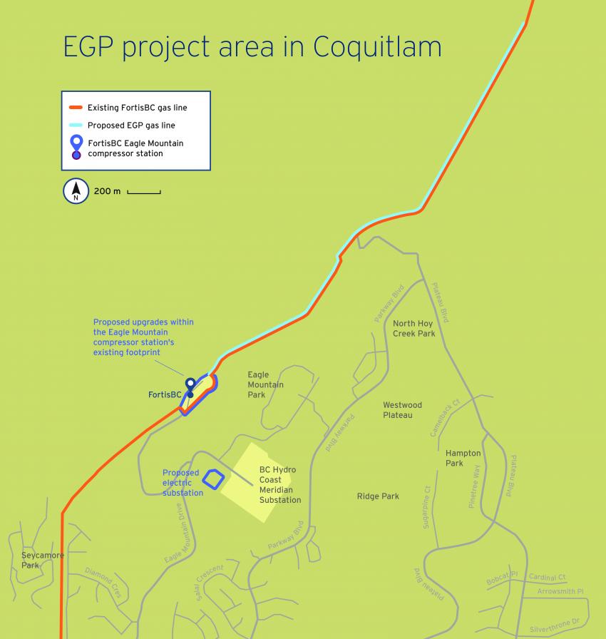 EGP project area in Coquitlam map