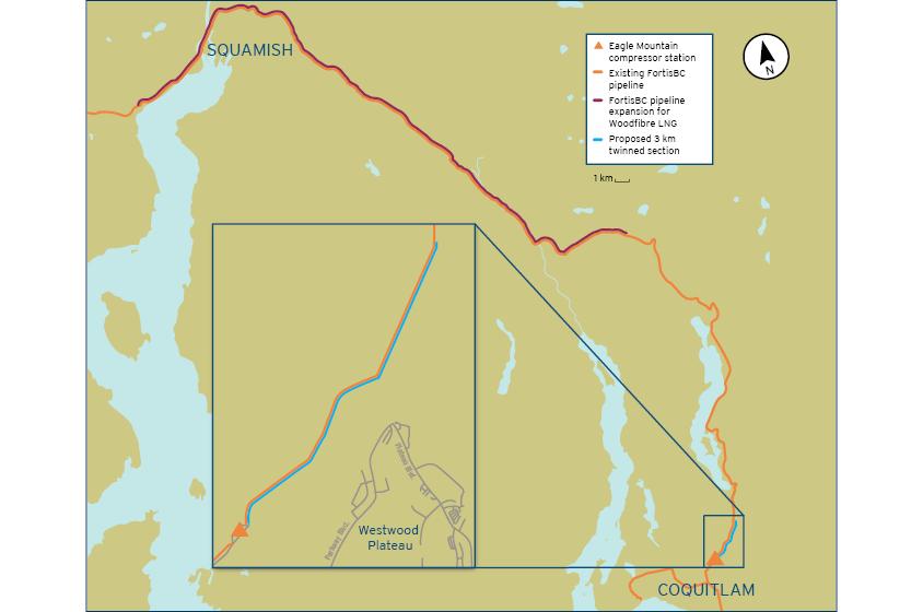 Map of proposed Coquitlam compressor station