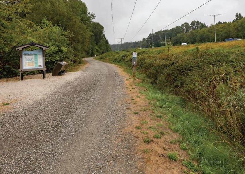 Trailhead along an electric right of way