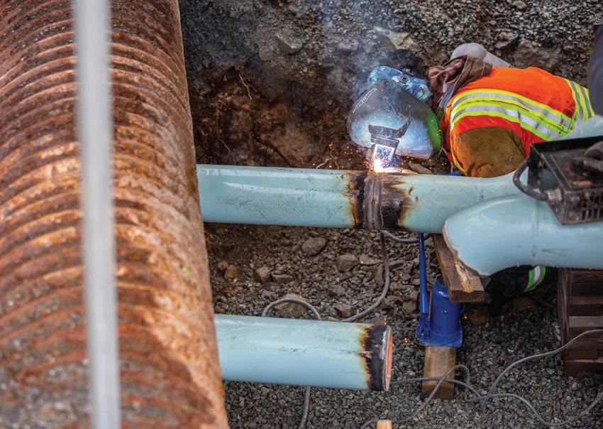 gas pipeline being installed under an existing line
