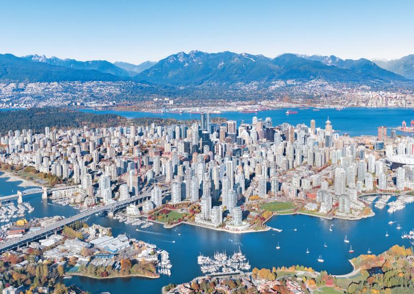 City of Vancouver from the air, looking north