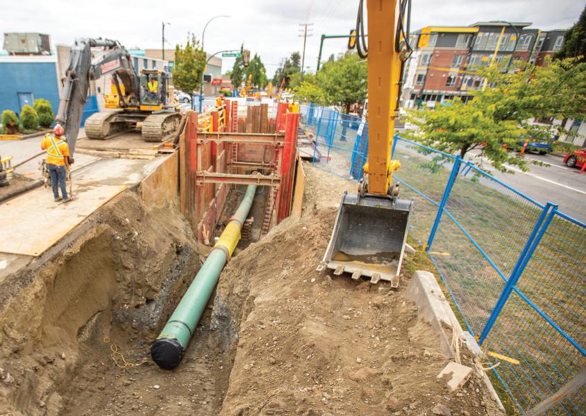 Installing a new gas line along a roadway