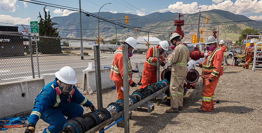 FortisBC workers conduct in-line inspections on our system in Penticton in 2018.