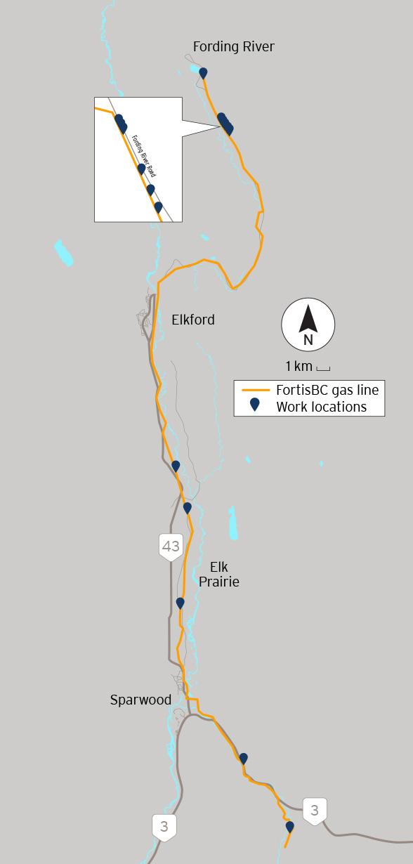 Fording – Elkford and Sparwood Inland Gas Upgrades map