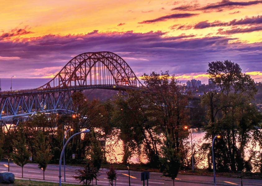 Sunset over the Pattullo bridge