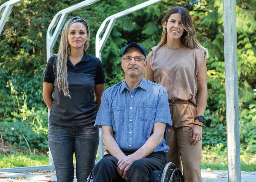 Michelle Ticas, Community Relations Liaison, FortisBC; Burnaby resident Raymond McNiven; Johanna Ochoa, Communications and Community Relations Specialist, Peter Kiewit Sons. 