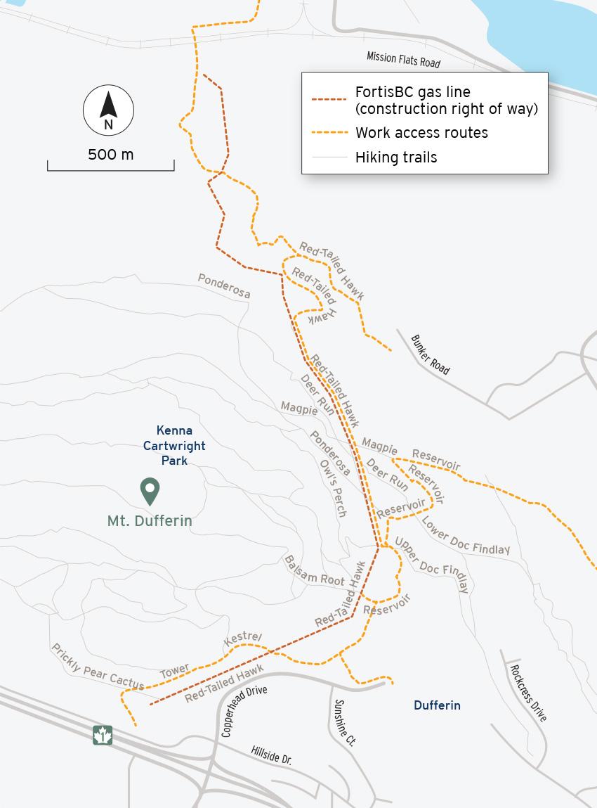 Kamloops map showing 2023 work locations including Kenna Cartwright Park