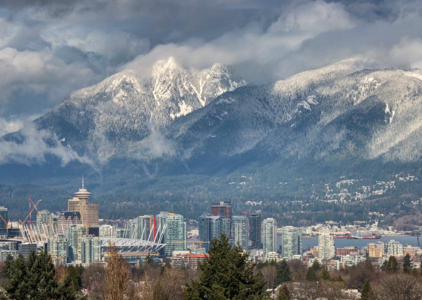 Vancouver city skyline in the winter