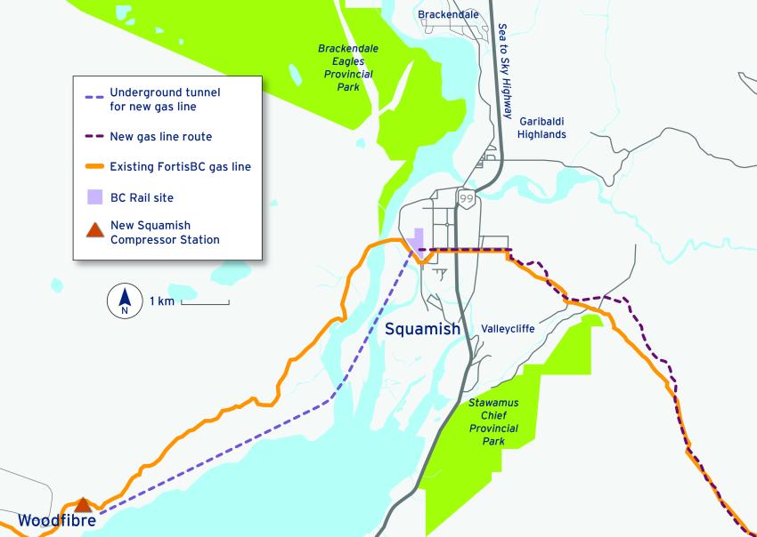Route map in Squamish area