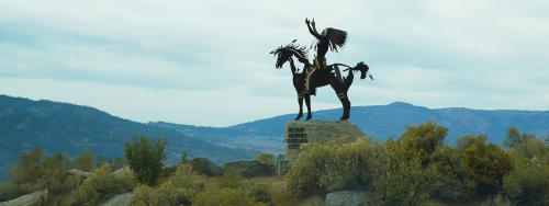 A statue of a man on horseback in Osoyoos